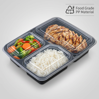 Conteneur alimentaire jetable en PP à 3 compartiments avec couvercle transparent, emballage pour la préparation des repas en plastique pour supermarchés et restaurants