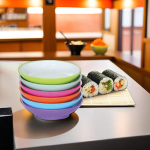 Ensemble de sushi de qualité restaurant bol et tasse en mélamine écologiques de 5 pouces personnalisables avec options de couleur - Product Image 1