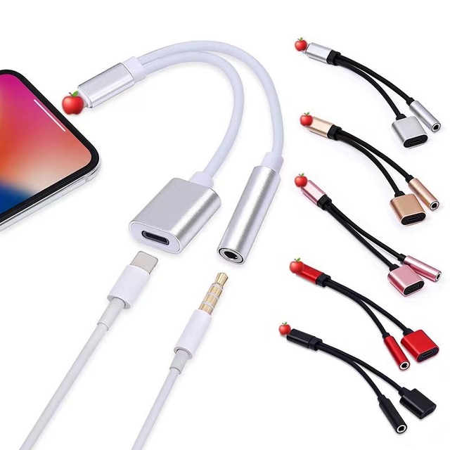 Two-in-one for Lightning Audio Adapter 3.5mm for Headset Charging Converter Made in China