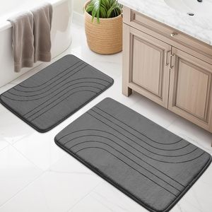 Tapis de bain ultra-absorbant à motif ondulé, écologique, en terre de diatomée, antidérapant puissant, séchage rapide, avec support en PVC - Product Image 1