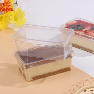 Boîte d'emballage carrée jetable <span class=keywords><strong>EMOER</strong></span> en PET transparent de qualité alimentaire, recyclable, pour desserts, gâteaux, sushis et salades - Product Image 1