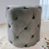 Pouf universel en velours, siège rond, de haute qualité, en métal