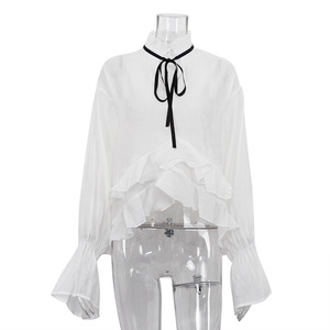 Camicetta Estiva da <span class=keywords><strong>Donna</strong></span> Personalizzata, Sexy e <span class=keywords><strong>Trasparente</strong></span>, con Maniche a Campana, Design in Stile Francese - Product Image 3