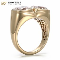 Bijoux de mode : Bague en or jaune 10K avec diamant de laboratoire taille ancienne double coussin, bague de fiançailles et de mariage pour hommes et femmes