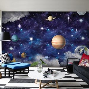 Dessin animé enfants chambre murale 3D nuages onirique nuit étoilée <span class=keywords><strong>papier</strong></span> <span class=keywords><strong>peint</strong></span> lune et étoiles <span class=keywords><strong>papier</strong></span> <span class=keywords><strong>peint</strong></span> décoration murale et plafond - Product Image 2