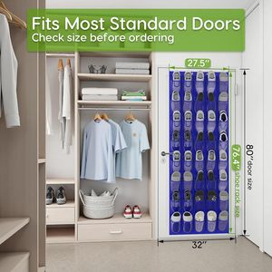 Over The Door Shoe Organizer 40 Pockets Breathable Mesh Hanging <b>Rack</b> <b>For</b> Shoes <b>Storage</b> Behind Doors On Walls Navy Blue - Product Image 4