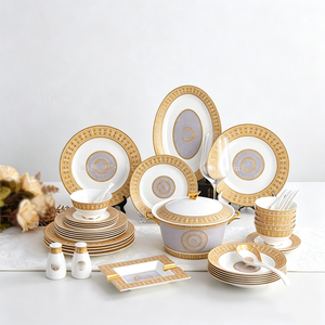 Service de Table de Luxe en Porcelaine Fine (Bone China) Style Royal Paysager, 58 Pièces, Coffret Cadeau Personnalisable, Minimaliste - Product Image 2