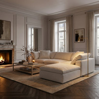 Ensemble de canapés modernes de luxe blancs, sur mesure, en tissu, en forme de L, modulaires, pour salon, directement de l'usine de meubles