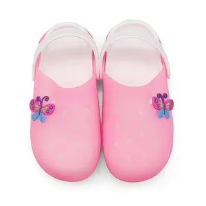 2024新款儿童夏季凉鞋沙滩鞋舒适时尚聚氯乙烯魅力儿童伊娃木屐平花花园男童女童软滑