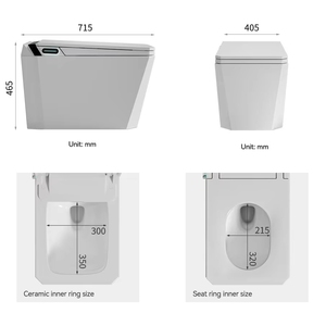 WC intelligent électrique de luxe en céramique, à poser au sol, avec bidet intégré, chauffant, noir, avec télécommande, à évacuation en S - Product Image 5