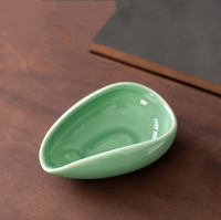 Plat de dosage vintage en céramique pour grains de café, en forme de feuille, support à thé Chahé, accessoire de cérémonie du thé pour barista à domicile et thé Gongfu