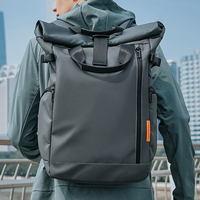Sac à dos imperméable en nylon à fermeture roll-top, sac à dos urbain pour trajets quotidiens, poches latérales zippées, voyage, travail, école, hommes, femmes, cyclisme, 36-55L