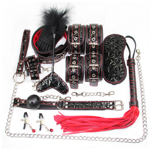 Set de Bondage de Cuero BDSM de 11 Piezas, Kit de Restricción para Parejas, Esposas para Manos y Tobillos, Colección de Bondage, Antifaz - Product Image 5