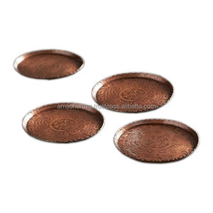 SOUS-VERRE EN MÉTAL EN CUIVRE PUR POUR VERRE À BOISSON UTILISÉ POUR COUVERCLE EN VERRE SOUS-VERRE EN CUIVRE MARTELÉ SOUS-VERRE DE FORME RONDE - Product Image 2