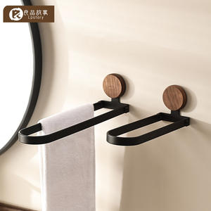 Porte-serviettes de toilette en plastique, support mural pour salle de bain, <span class=keywords><strong>sans</strong></span> perforation, pliable, barre de suspension pour serviettes de bain, installation adhésive - Product Image 2