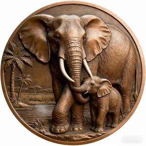 Koin Peringatan Gajah 3D Relief Tinggi Berbahan Tembaga 1oz Buatan Pabrik dengan Cetakan UV, Seni Satwa Liar, Koleksi, Suvenir - Product Image 1