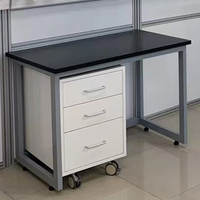 Mesa de Laboratorio de Acero Simple de Alta Calidad con Base Móvil, Estación de Trabajo Modular para Laboratorio con Superficie de Resina Fenólica