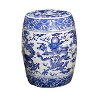 Nouveau tabouret tambour en céramique de porcelaine bleue et blanche de style antique chinois, support à fleurs pour balcon, chaise de décoration pour salon, tabouret à chaussures