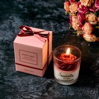 Lilin Aroma Wangi Tahan Lama dalam Stoples Kaca Berbentuk Bunga Mawar Buatan Tangan, Cocok untuk Souvenir Pernikahan, Hadiah Ulang Tahun & Hari Valentine