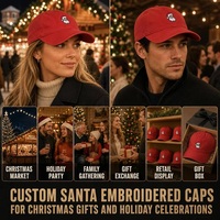 Casquette de baseball en coton à 6 panneaux personnalisée avec broderie Père Noël, réglable, pour les fêtes de Noël, vente en gros, OEM, faible MOQ