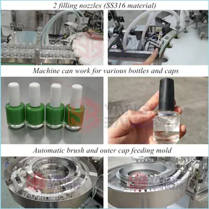 Mesin arsip botol kaca otomatis, untuk Pemoles kuku 15ml 25ml botol kecil Gel kuku mengisi tutup dan mesin pelabelan