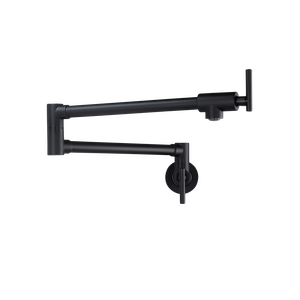 Grifo de cocina negro mate, montado en la pared, de doble manija, moderno, de latón, con brazo oscilante plegable, para hoteles - Product Image 3