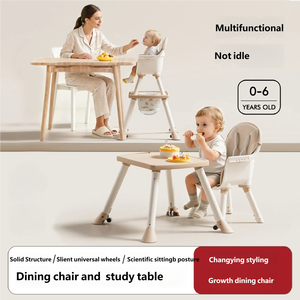 <span class=keywords><strong>Chaise</strong></span> haute multifonctionnelle 6-en-1 en plastique pour bébé avec hauteur réglable pour 0-12 mois, siège de repas portable pour tout-petit - Product Image 2