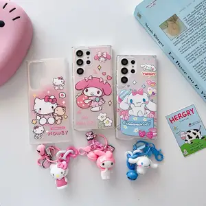 Hot selling funny cute hello cat pattern shockproof imd phone case for samsung s22ultra