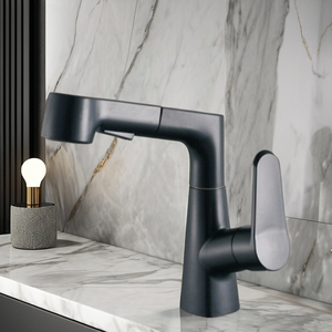 Kawal bán hot chất lượng cao nhựa thép duy nhất xử lý boong gắn lưu vực vòi với Pull Spray Head thiết kế hiện đại phòng tắm - Product Image 6