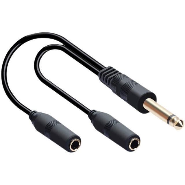6.35mm Y Splitter Cable 1 Male to 2 Female 1/4" Jack Audio Insert Cable Y Lead Stereo Plug to 2 X Mono Plugs Y Extension Cable
