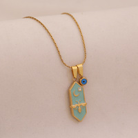 Collier Pendentif Étoile et Lune Vintage Style Français Luxe Hexagonal Abeille Plaqué Or Chaîne Maillons Acier Inoxydable Bijou Cadeau