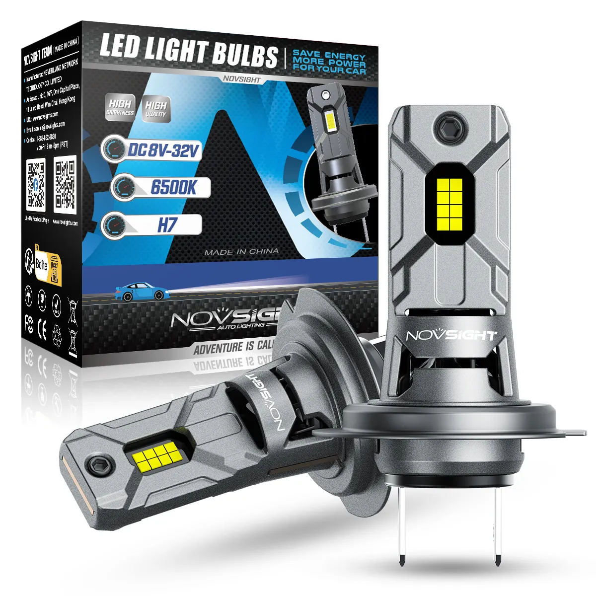 Novsight N64 mini size plug and play 1:1 car H7 Led headlight light bulb h18 12000lumen 60W h7 led headlight