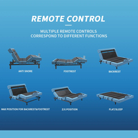 Lit électrique réglable avec massage, télécommande sans fil, meubles de chambre à coucher Healthtec