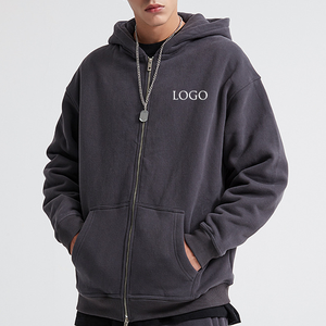 Felpe <span class=keywords><strong>con</strong></span> Cappuccio Unisex Personalizzabili Economiche, <span class=keywords><strong>con</strong></span> <span class=keywords><strong>Zip</strong></span> Integrale, Colletto in Pile Spesso, Oversize, Alta Qualità, <span class=keywords><strong>con</strong></span> Lacci - Product Image 1