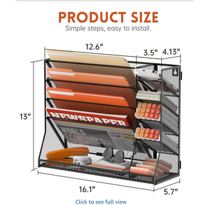 Organizzatore <span class=keywords><strong>da</strong></span> Parete per Documenti a 5 Livelli, Porta Documenti in Rete Metallica <span class=keywords><strong>da</strong></span> Appendere, Organizzatore per Ufficio e Posta - Product Image 3