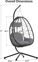 Chaise suspendue pliable en osier PE, chaise œuf moderne, support en acier pour chaise suspendue, en promotion