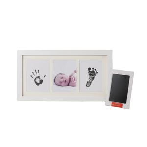 Kit de cadre photo personnalisé en bois pour empreintes de mains et de pieds de bébé, impression sans saleté, table pour empreintes digitales, cadeau de naissance pour bébé de 4 à 6 mois, <span class=keywords><strong>souvenir</strong></span> de bébé - Product Image 1