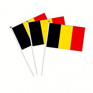 Wholesale 100% Polyester 14x21cm Black Yellow Red Belgium Hand Held Waving <b>Flag</b> - Product Image 1