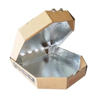 Boîte à pizza en carton ondulé Kraft avec doublure intérieure en aluminium, isolation thermique, anti-fuite, impression de logo personnalisée, boîte à pizza à emporter