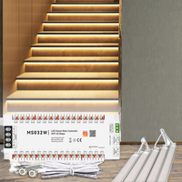 Contrôleur d'éclairage d'escalier intelligent automatique AIPIN pour bande LED, 32 étapes, contrôle par capteur humain, télécommande 15,0 m, charge maximale 400 W, 6 A, facile à installer