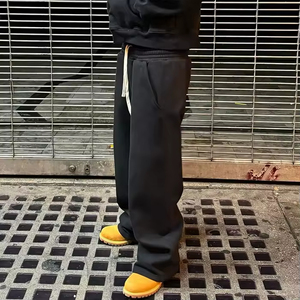 Breathable Anti-pilling Wide Straight Leg Custom Heavyweight 500 GSM Cotton Fleece Track Flared <strong>Jogger</strong> <strong>Men's</strong> <strong>Baggy</strong> Sweatpants - Product Image 5