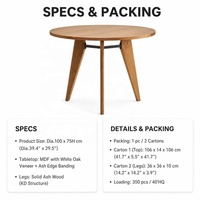 Table à manger de luxe OEM, design contemporain, ronde, en chêne, inspirée de l'Art déco français, mobilier écologique pour la maison, nouvelle arrivée
