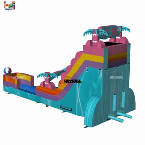 Toboggan aquatique gonflable commercial en PVC de 32 pieds de long, modèle palmier, à une voie, avec impression de logo gratuite, pour <span class=keywords><strong>location</strong></span> événementielle - Product Image 5