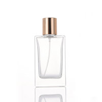 Flacon de parfum plat personnalisé 50 ml avec emballage en boîte, bouchon doré, flacon de parfum 1,7 oz, emballage avec estampage à chaud, logo personnalisé OEM ODM