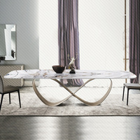 Table à manger moderne en pierre frittée, table à manger rectangulaire de luxe à motif marbré pour la maison, le restaurant, la salle à manger