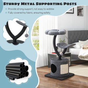 Torre de árbol para gatos Grande y Pequeña DB con marco de metal curvo Rascador para gatos y casa para rascar empaquetada en cartón - Product Image 5