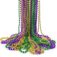 Collier de perles de Mardi Gras en gros d'usine, perles de fête, collier de perles de carnaval, collier de perles de 7 mm pour la fête de Mardi Gras