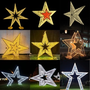 Grande sculpture LED 3D en fer forgé motif étoile rouge, éclairage paysager, décoration de Noël pour rue, centre commercial, <span class=keywords><strong>vitrine</strong></span> - Product Image 4