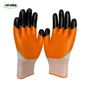 Utilisation de mécanicien de jardin industriel personnalisé <span class=keywords><strong>polyester</strong></span> nylon noir revêtement en mousse de nitrile gants de travail de sécurité de protection avec points en PVC - Product Image 6