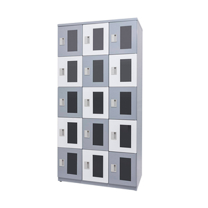 Casiers métalliques verrouillables blancs à 6 portes et 2 étagères avec serrure intelligente RFID pour colis et piscine - Product Image 4